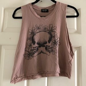 Brandy Melville tank with two skulls and flowers